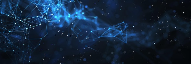 Líneas brillantes azules de alta tecnología abstractas con puntos y triángulos de plexo fondo abstracto