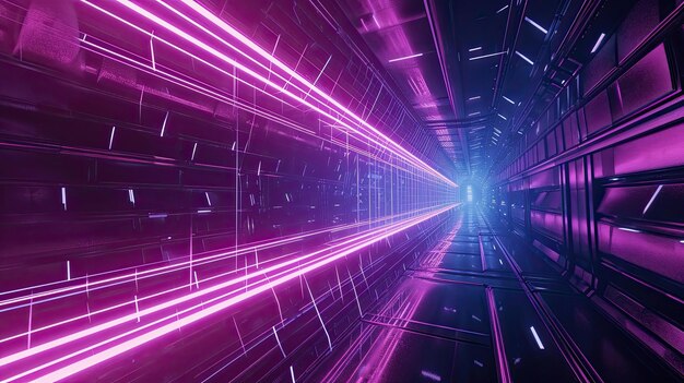 Líneas brillantes que forman un túnel de luz en un cyberpunk Tecnología antidiseño subterránea noche de transición de infraestructura urbana digital Generada por IA