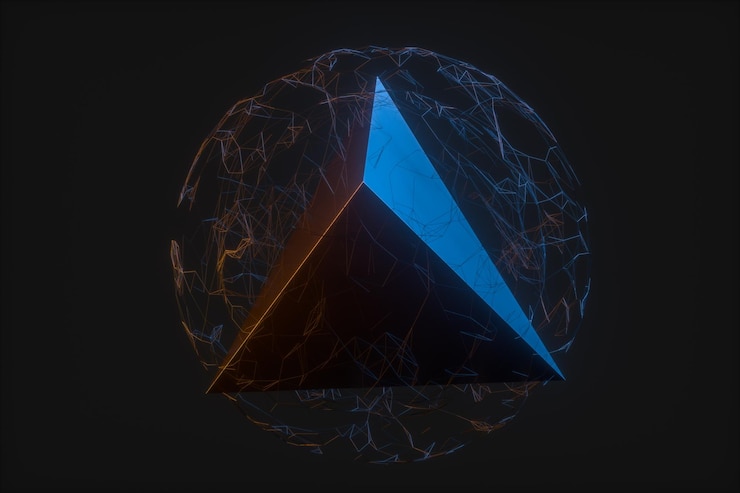 Foto líneas brillantes y representación 3d de geometrías creativas