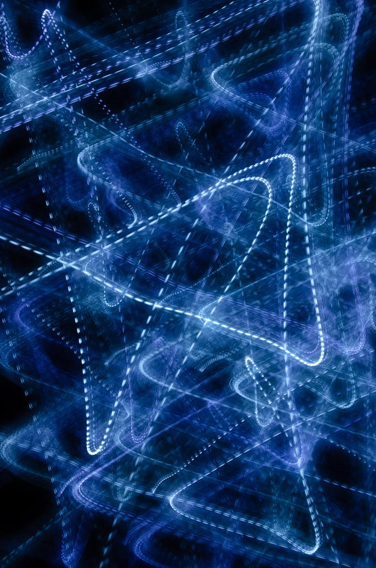 Foto líneas de brillo de abstracción de fondo contra un fondo oscuro luz congelada