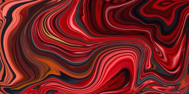 Líneas coloridas en movimiento de fondo abstracto Diseño de textura de mármol líquido superficie de marmoleo patrón futurista abstracto Fondo de pintura líquida roja y negra Olas Fondo de pantalla creativo con remolino