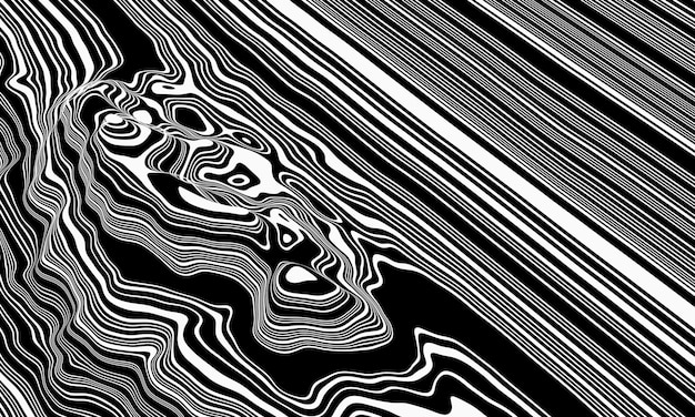 Líneas de contorno blancas abstractas sobre fondo negro