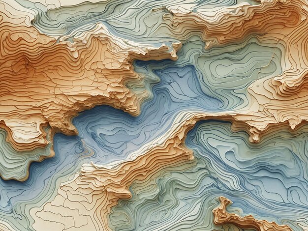 Las líneas de contorno topográficas mapean un patrón sin costuras