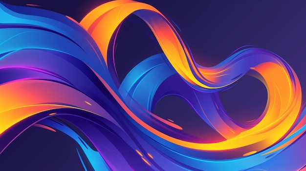Líneas curvas abstractas coloridas en formas de movimiento de fluidos de fondo limpio