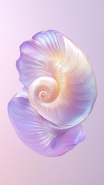 Las líneas curvas que recuerdan a una concha de mar iridescente crean una fascinante danza de luz contra un