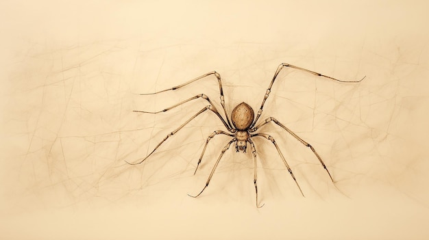 Las líneas delicadas del dibujo de la araña de patas largas de papá