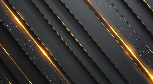Líneas diagonales negras y doradas diseño de presentación vectorial de fondo al estilo de líneas simples