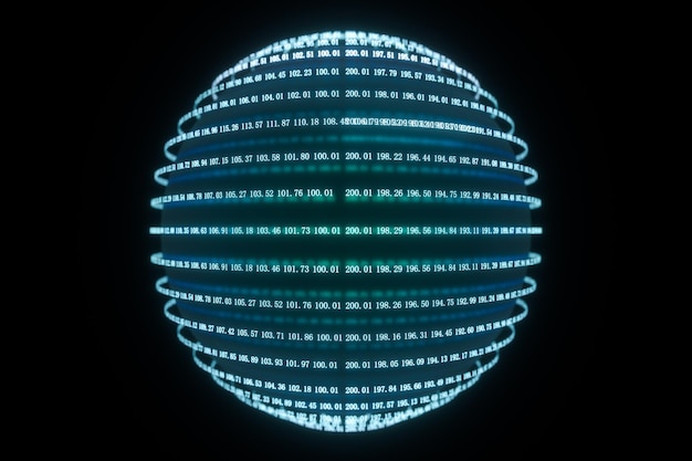 Líneas digitales hechas de números globo representación 3d de fondo de datos grandes