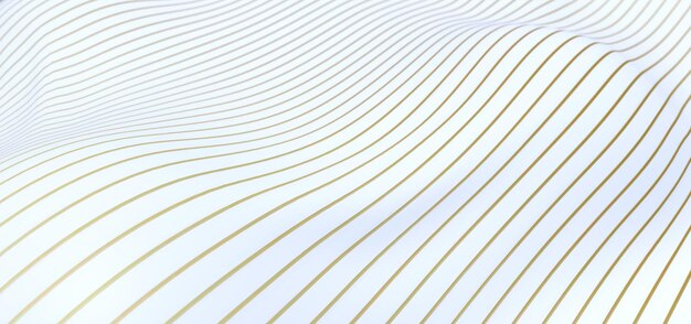 Líneas doradas onduladas de lujo fondo moderno renderizado en 3D