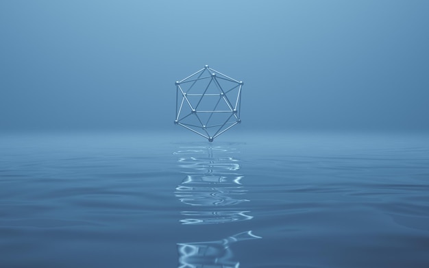 Líneas de estructura con renderizado 3d de superficie de agua