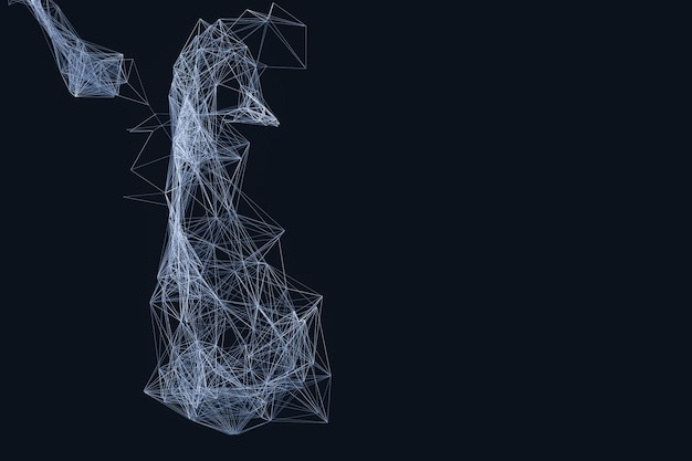 Líneas de estructura tecnológica con representación 3d de fondo negro