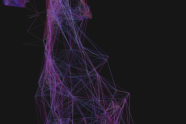 Líneas de estructura tecnológica con representación 3d de fondo negro