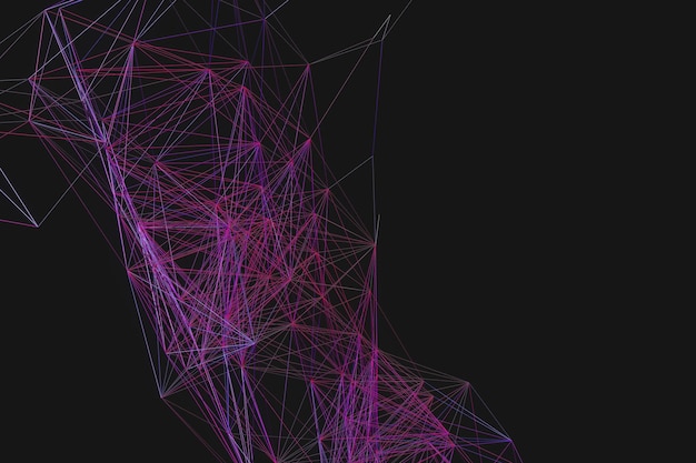 Líneas de estructura tecnológica con representación 3d de fondo negro