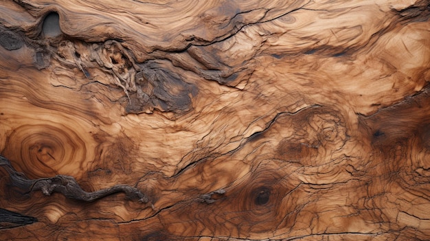 Foto líneas fluidas expresivas tomada en primer plano de la superficie de madera desgastada