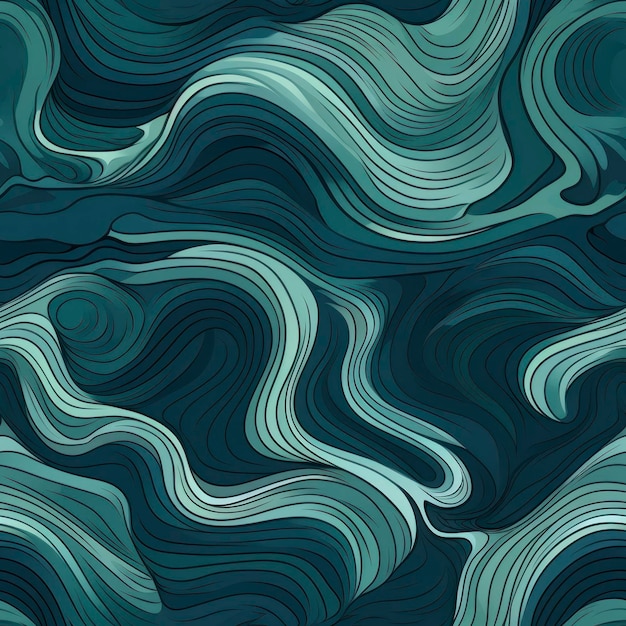 Líneas de flujo orgánico en un patrón de camuflaje oceánico generado por IA