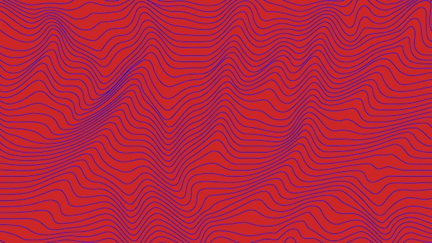 Líneas geométricas curvas de color rojo textura de patrón de onda en un fondo colorido