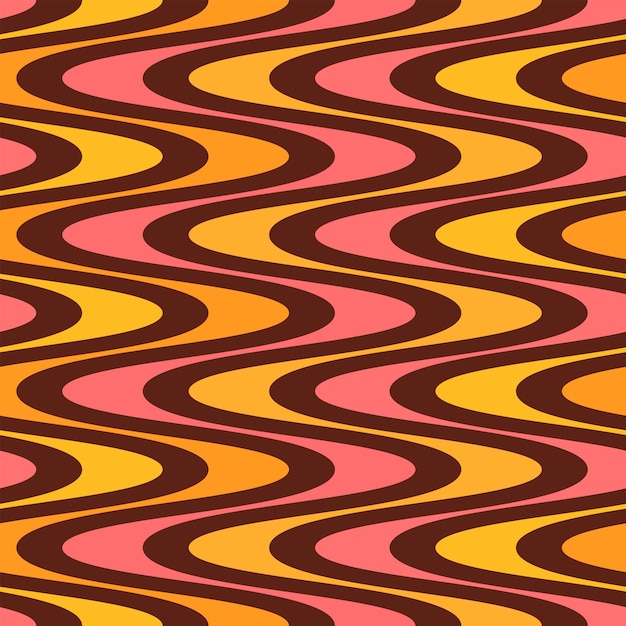 Líneas groovy patrón sin costuras abstracto retró 1970 nostálgico fondo geométrico
