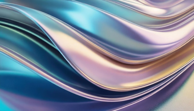 Líneas metálicas onduladas 3D abstractas en tonos pastel suaves que simbolizan la fluidez y la creatividad