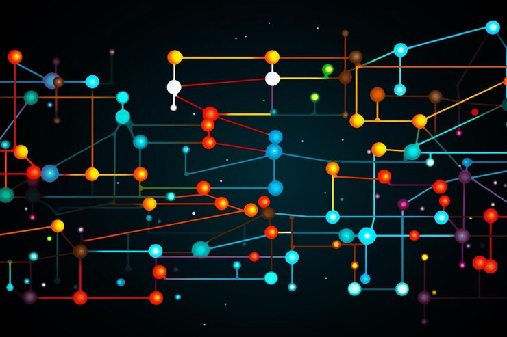 Foto líneas en movimiento en un patrón esquemático movimiento colorido patrón esquemático de líneas en estilo tecnológico