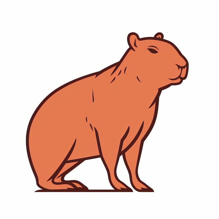 Foto las líneas en negrita apsara capybara ilustración en naranja oscuro
