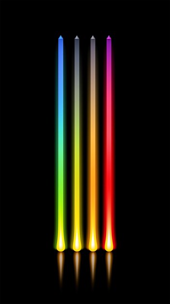 Foto las líneas de neón del arco iris brillan en la oscuridad