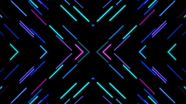 Líneas de neón coloridas sobre un fondo negro