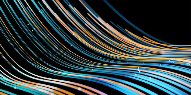Líneas de olas que fluyen dinámicamente en colores azul y amarillo