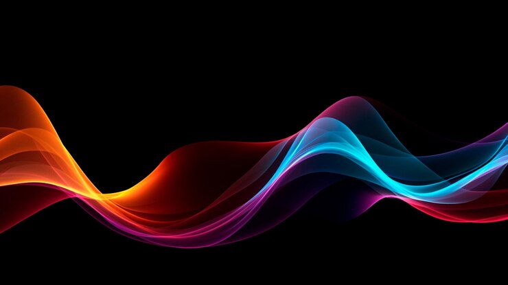 Foto líneas de onda senderos que fluyen dinámicos en diversos colores aislados sobre fondo negro fondo futurista abstracto ciencia digital y concepto de comunicación ia generativa