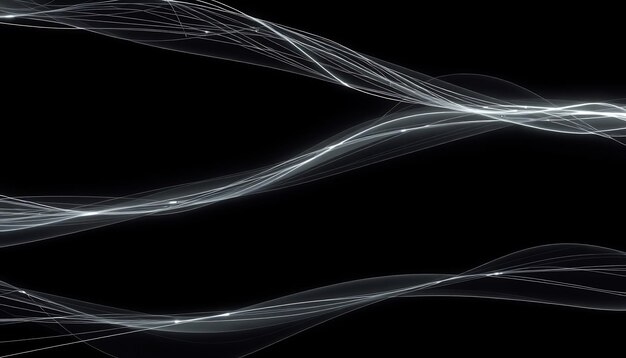 Líneas y ondas blancas abstractas sobre fondo negro