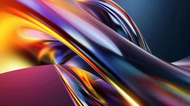 Líneas de ondas de colores suaves en un fondo de luz de color neón azul