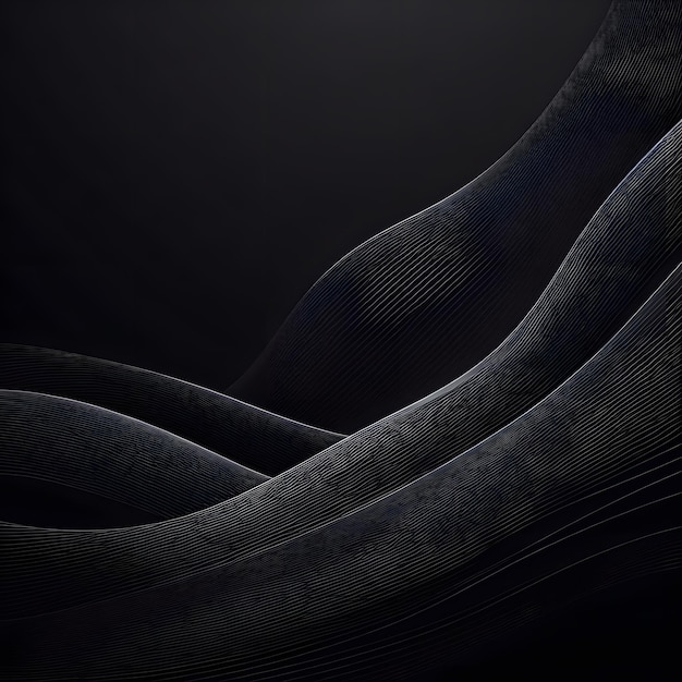 Líneas onduladas abstractas en un fondo negro Ilustración 3D