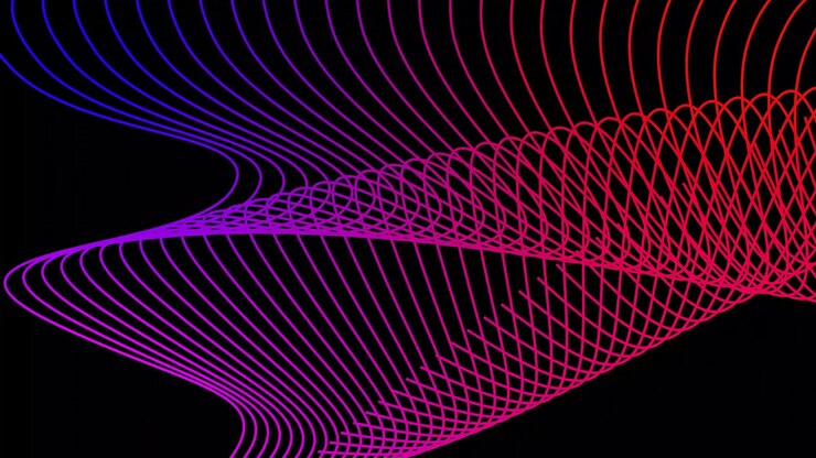 Foto líneas onduladas brillantes abstractas líneas onduladas futuristas iluminadas fondo perfecto para la cubierta de diseño web de ciencia tecnológica