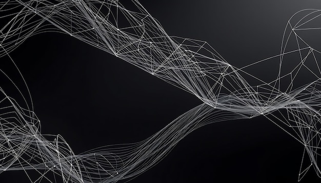 Líneas y puntos blancos abstractos sobre fondo negro