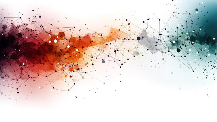 Líneas y puntos conectados abstractos sobre fondo blanco Generativo ai