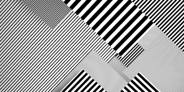 Líneas rectas en blanco y negro que se cruzan con clases complejas ilustración 3D de fondo abstracto