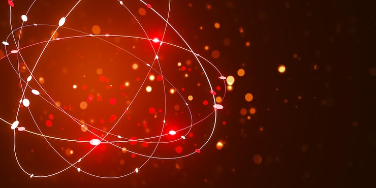 Foto líneas de red abstractas y puntos de luz en un fondo bokeh de tonos cálidos con un concepto de diseño moderno con copyspace 3d rendering