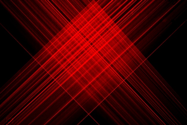 Líneas rojas abstractas dibujadas por la luz sobre un fondo negro. lineas laser