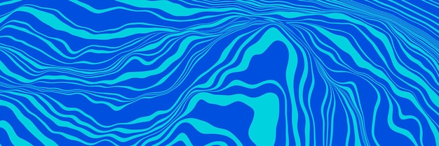 Líneas topográficas azules. Montaña abstracta. Ilustración 3D.