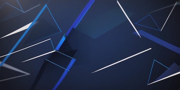 Líneas triangulares abstractas dinámicas de azul oscuro e ilustración de la composición de la luz