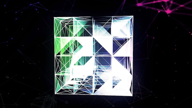 Foto líneas triangulares en diseño cúbico movimiento diseño brillante de su conjunto de líneas y triángulos d