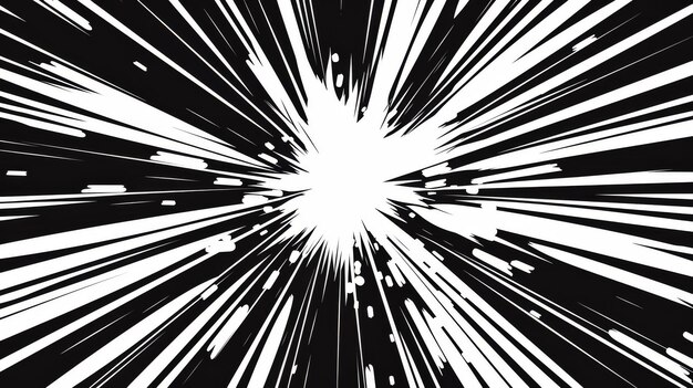 Foto las líneas de velocidad están en blanco y negro para los cómics de manga para efectos de acción o explosión