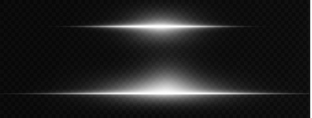 Líneas de velocidad horizontales blancas de neón Líneas láser de luz Luz de neón horizontal Rayas brillantes