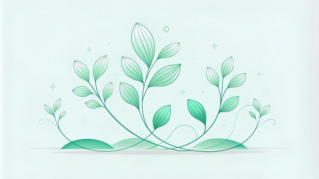 Líneas verdes simples y limpias que se curvan y se ramifican como nuevos brotes de plantas.