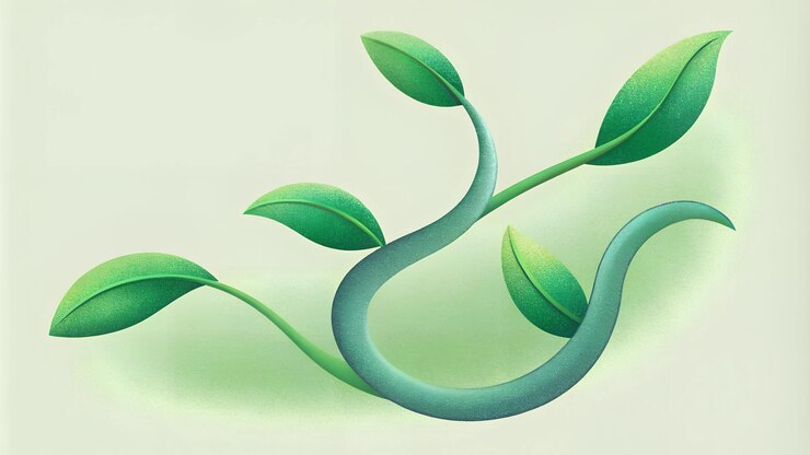 Líneas verdes simples y limpias que se curvan y se ramifican como nuevos brotes de plantas.