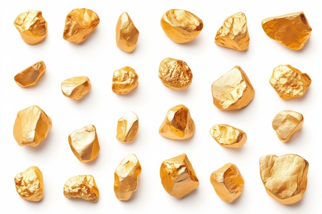 lingotes de oro de piedra sobre un fondo blanco