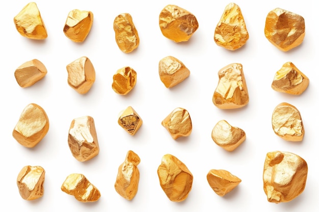 lingotes de oro de piedra sobre un fondo blanco