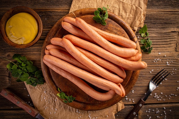 Linguiça Frankfurter com mostarda