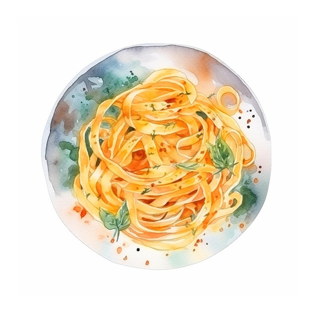 Foto linguine pasta aquarellfarbe