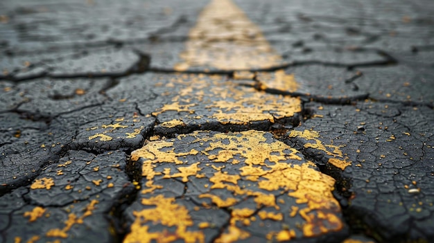 Linha amarela pintada à beira da estrada