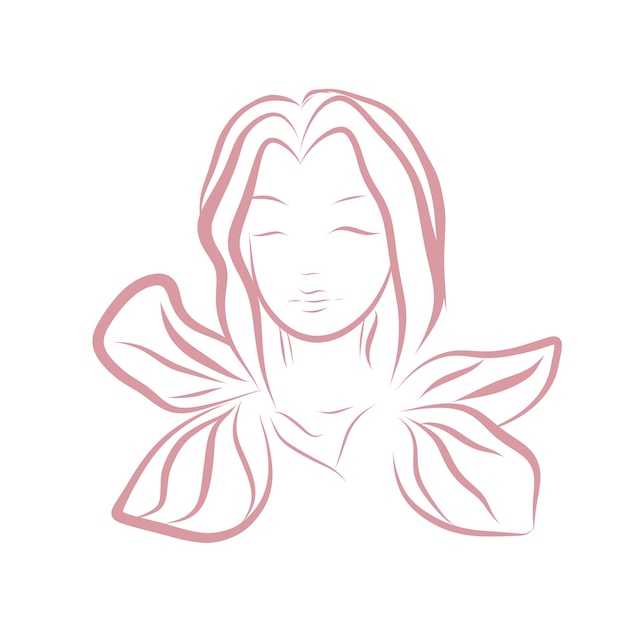 linha arte mulher ilustração isolada no fundo branco feminino retrato contorno rosa pessoa